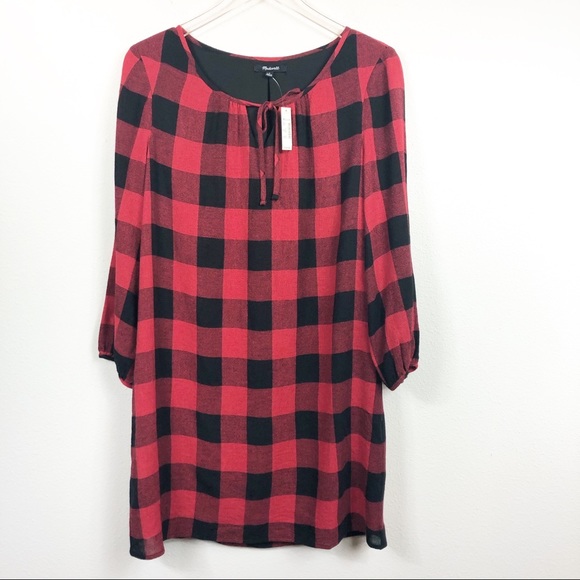 Madewell | Buffalo Check Wool Blend Tunic Dress - Picture 2 of 8